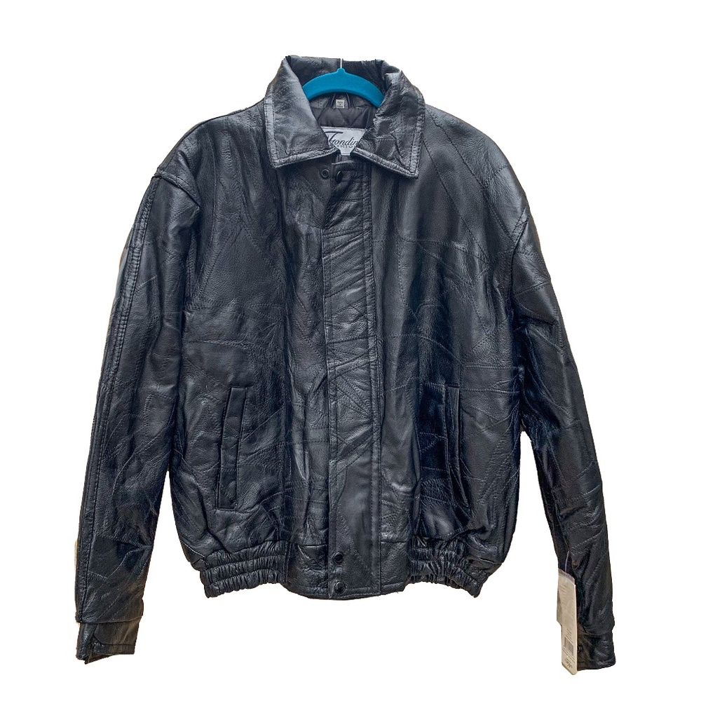 NWT Vintage Fondini Black Leather Men's Jacket Medium